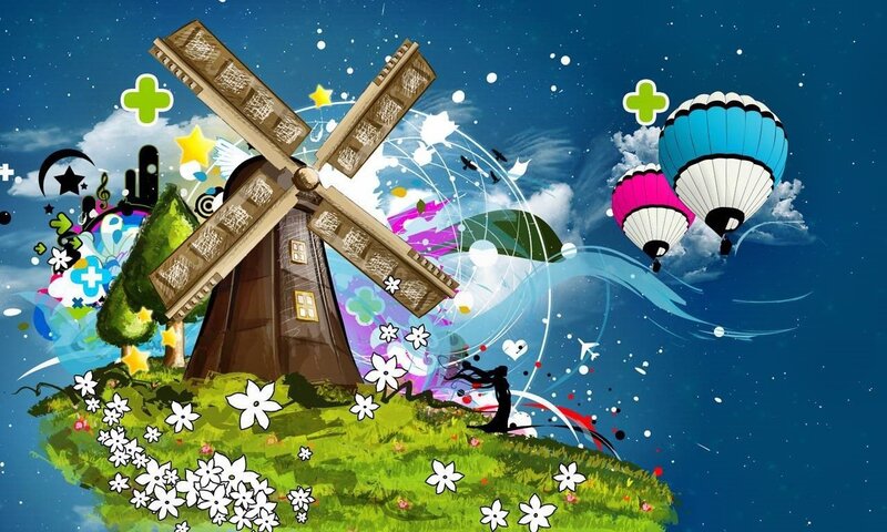 Windmill on a Hill — Blue