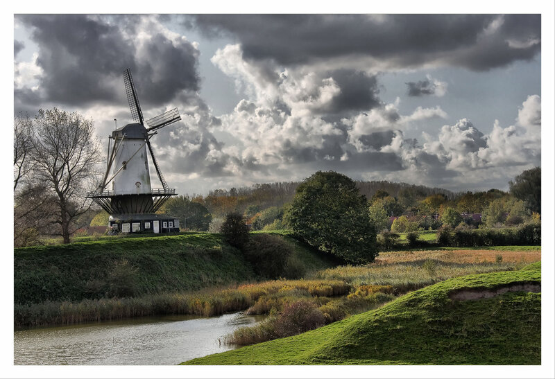 Windmill on a Hill — Green, Dramatic, Afternoon
