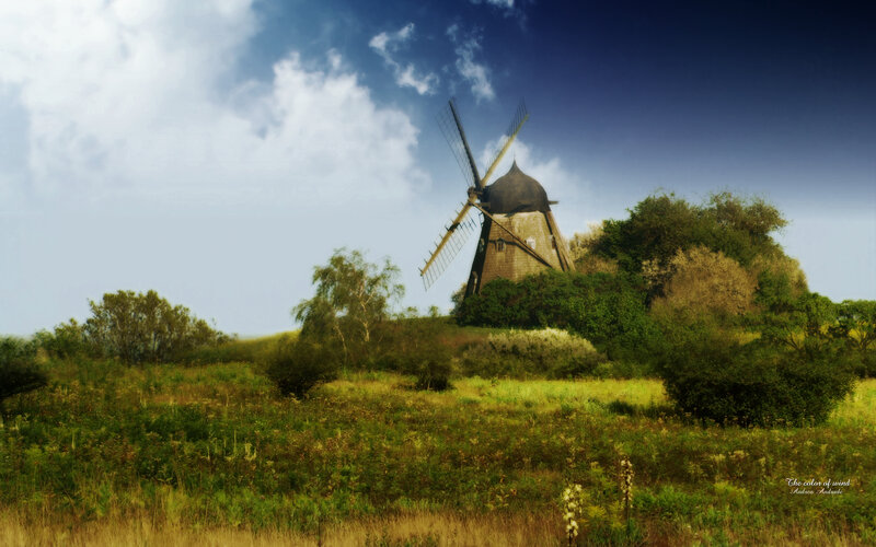 Windmill on a Hill — Green, Serene