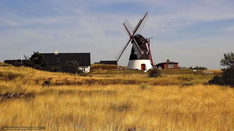 Windmill on a Hill — Yellow, Serene, Afternoon, Photograph