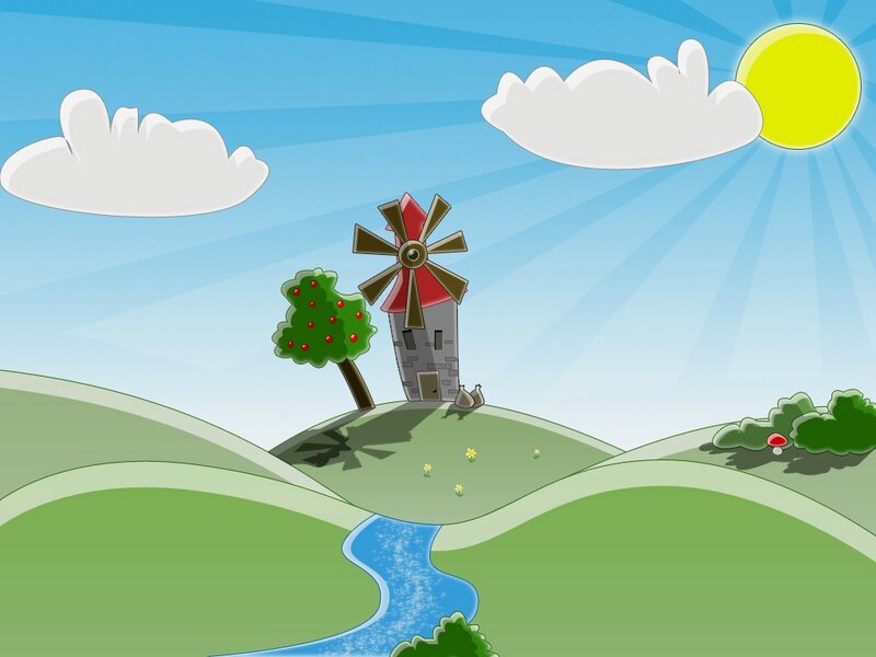 windmill on a sunny hill