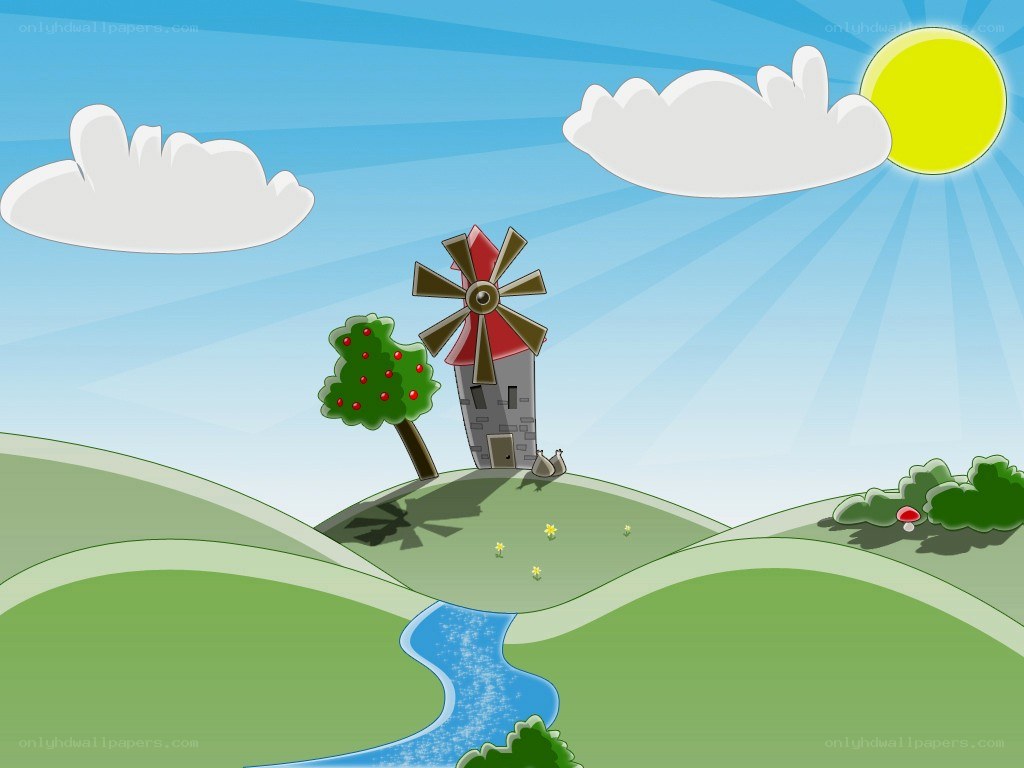 windmill on a sunny hill
