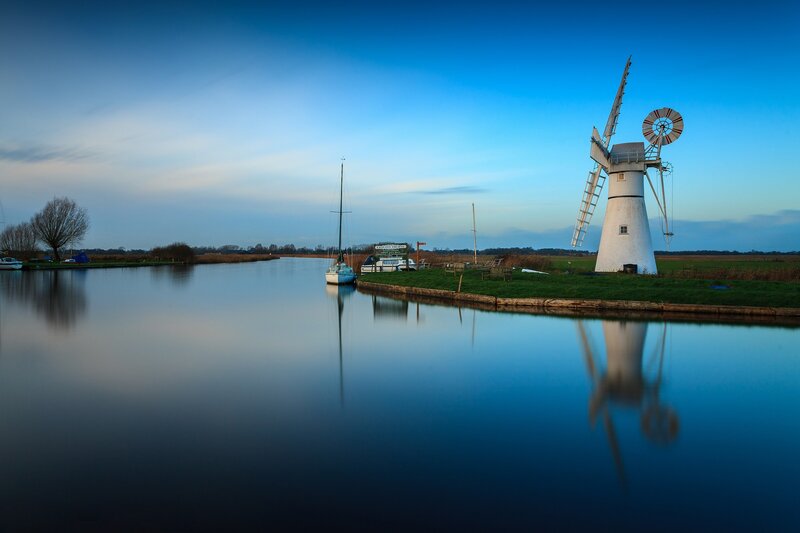 Windmill on Canal Bank — Blue