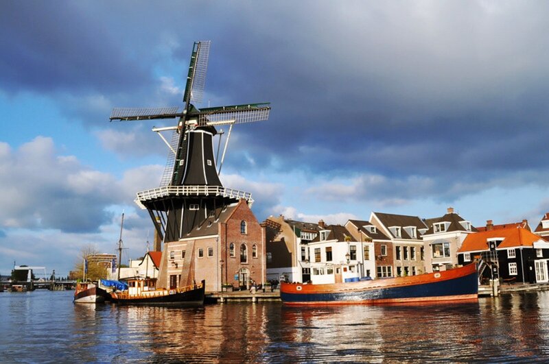 Windmill on Canal — Blue