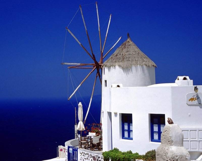Windmill on Cliff — Blue