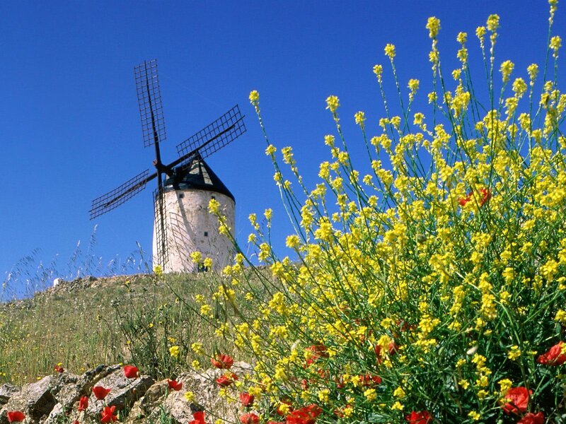 Windmill on Hillside — Blue