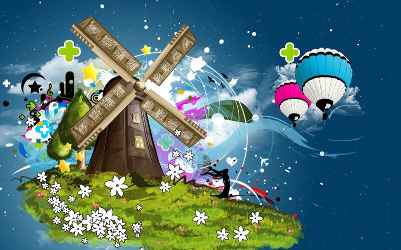 Windmill on Island
