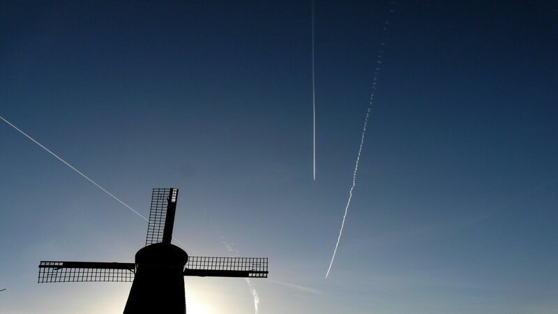 Windmill Silhouette — Blue