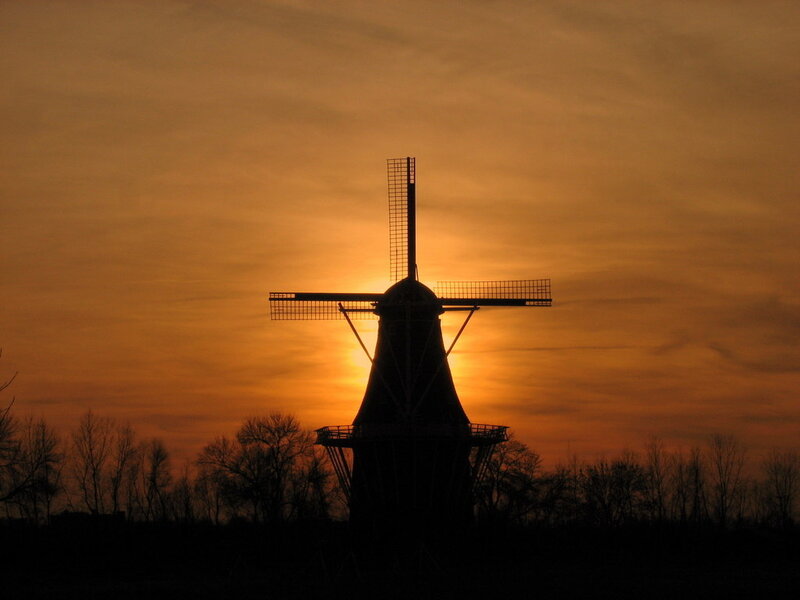 Windmill Silhouette — Orange, Dramatic, Sunset