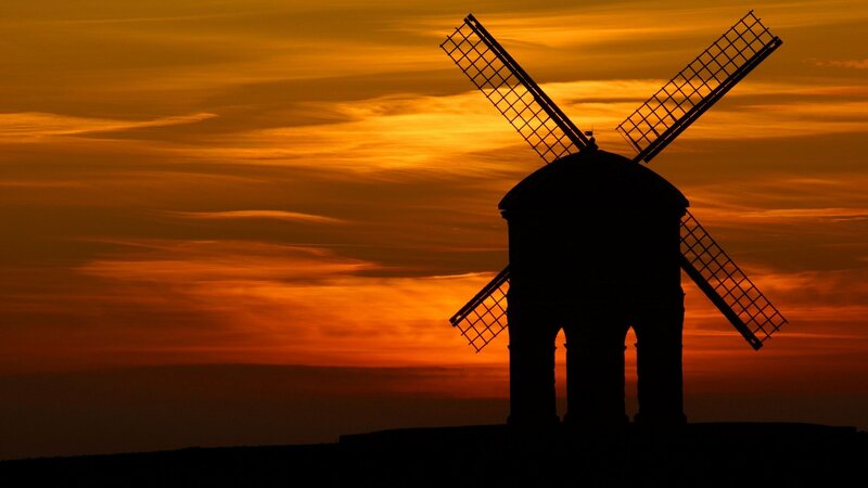 Windmill Silhouette — Orange
