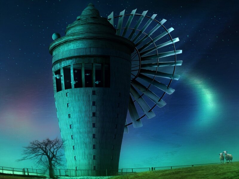 Windmill Tower at Night