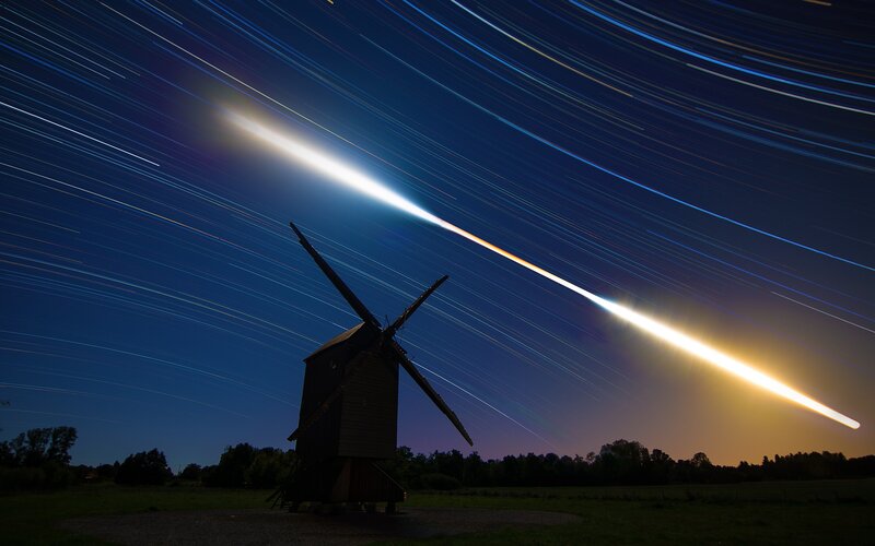 Windmill under Meteor Shower