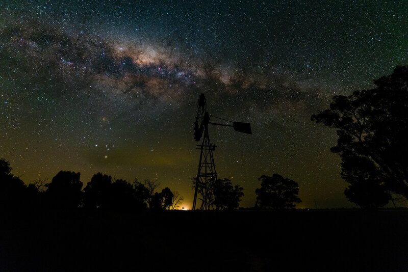 Windmill under Milky Way — Black