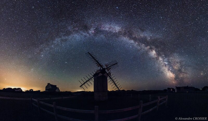 Windmill under Milky Way