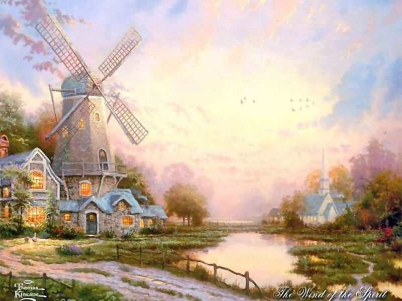 Windmill Village Scene