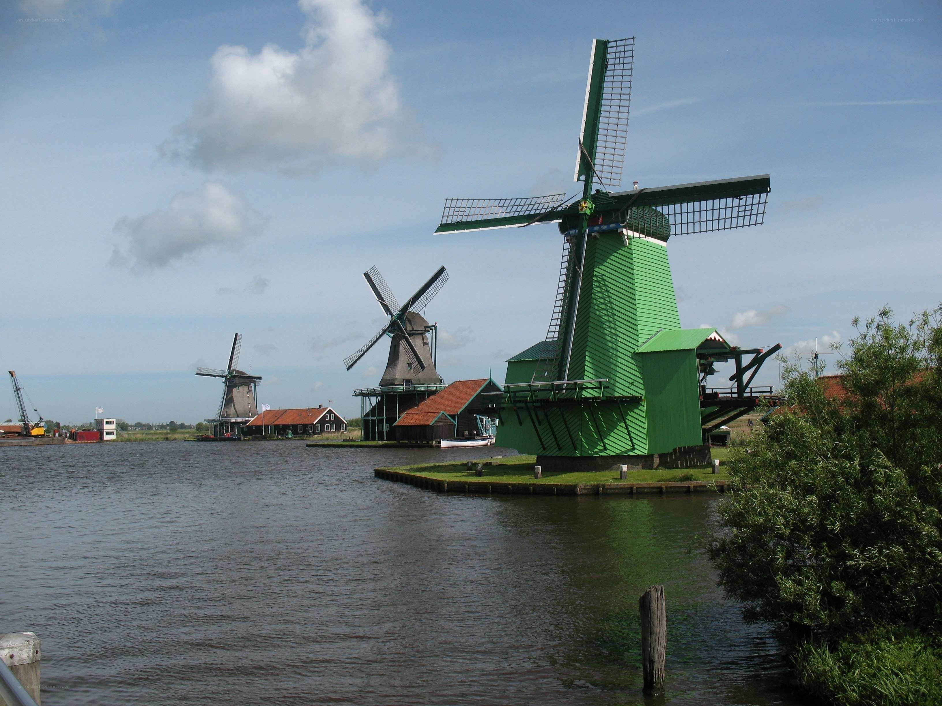 windmills along a canal