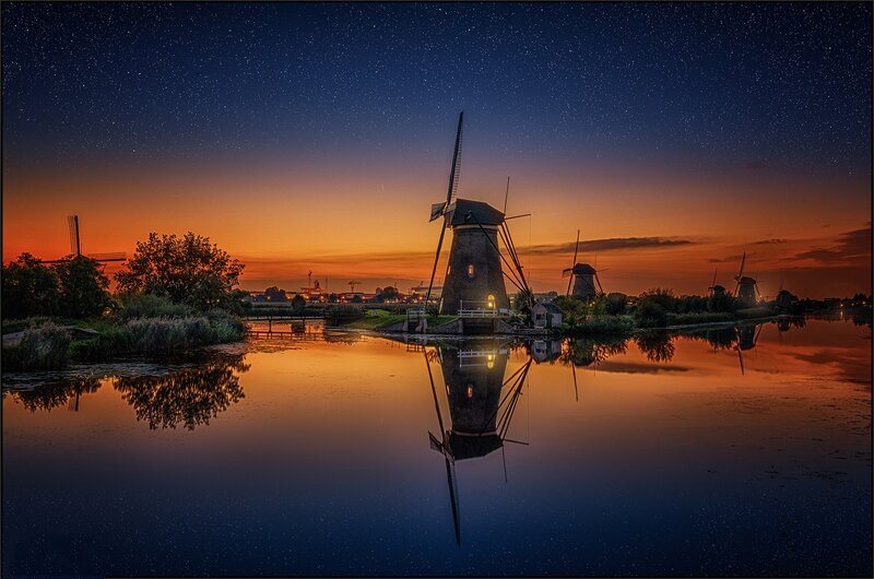 Windmills at Dusk — Blue