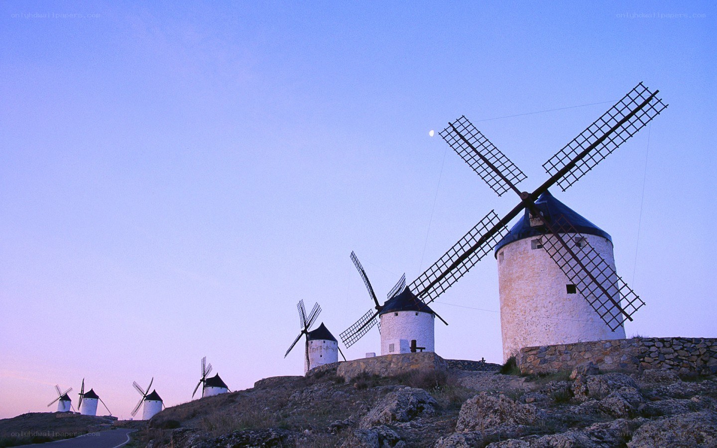 windmills at dusk in Spain