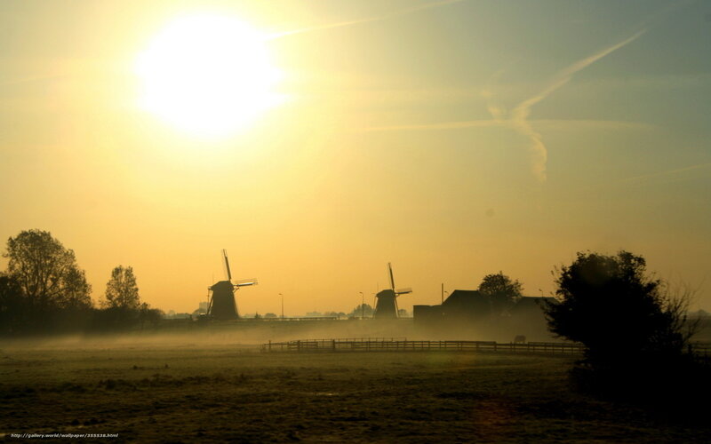 Windmills at sunrise