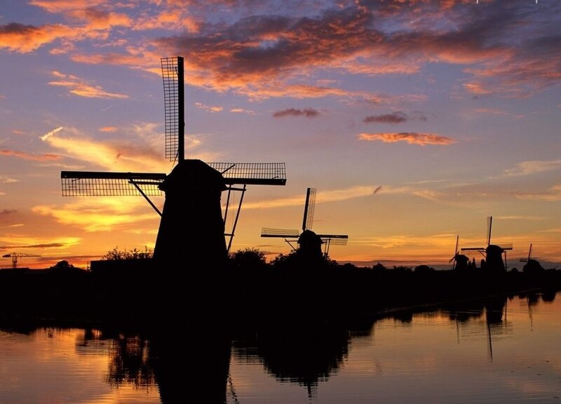 Windmills at Sunset — Orange