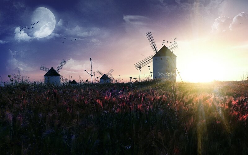 Windmills at twilight