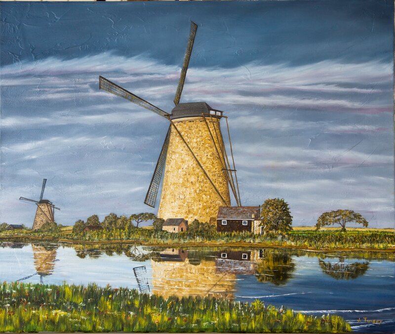 Windmills by a River — Blue