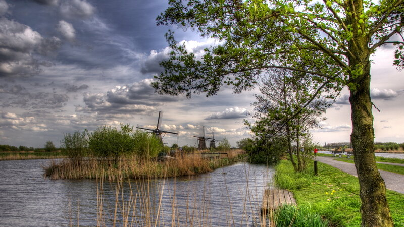 Windmills by Canal