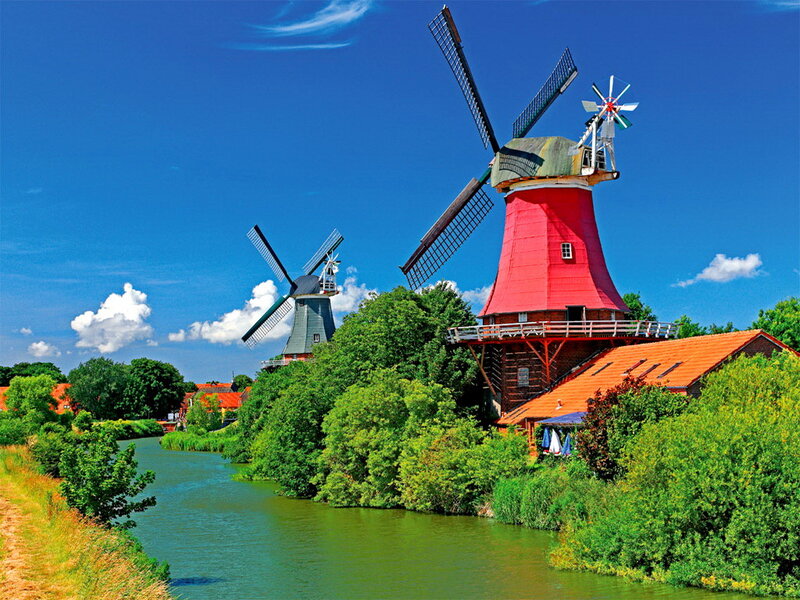 Windmills by River