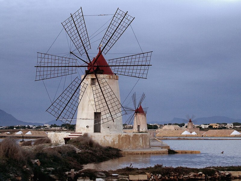 Windmills by the salt pans