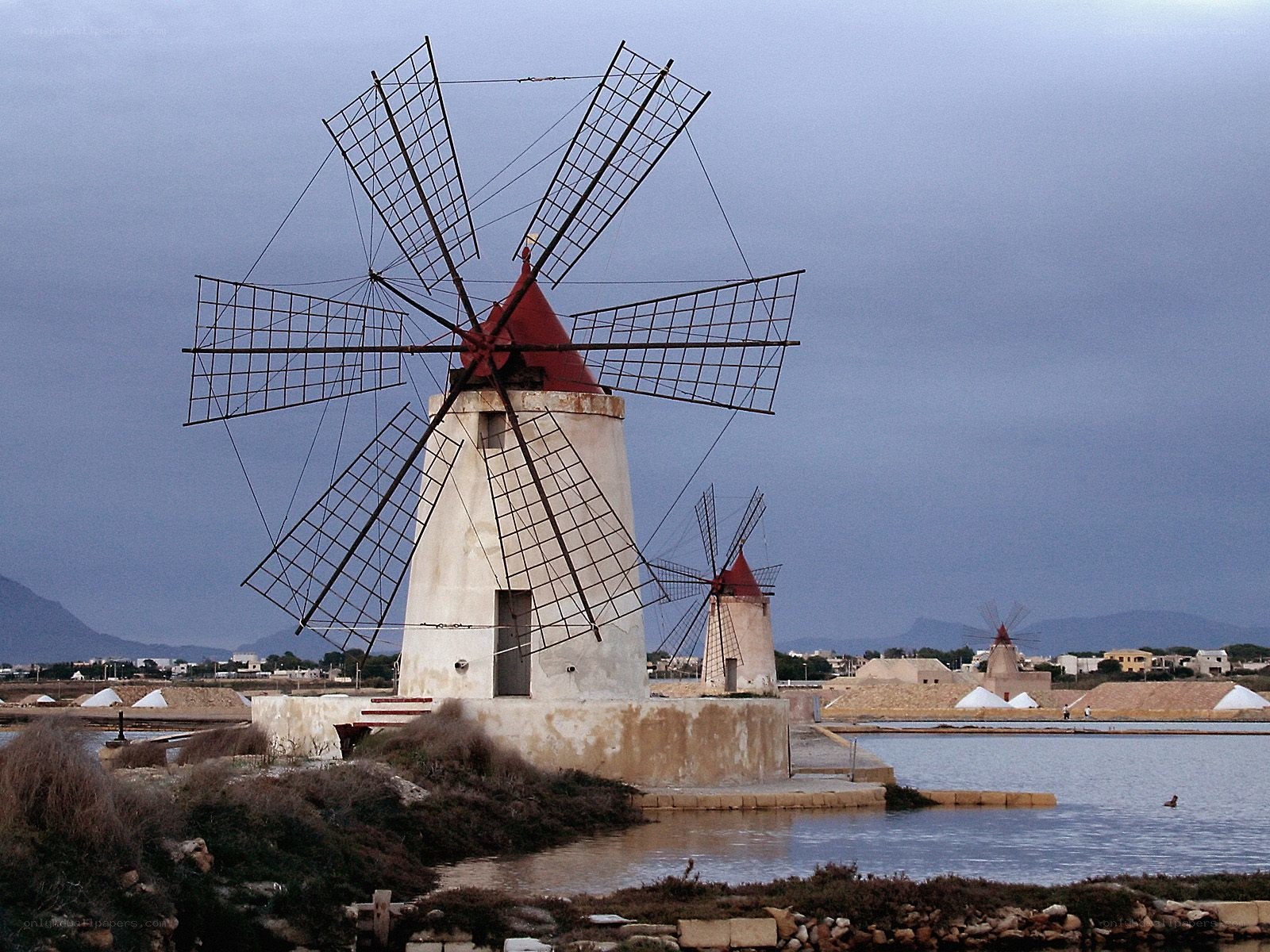 Windmills by the salt pans