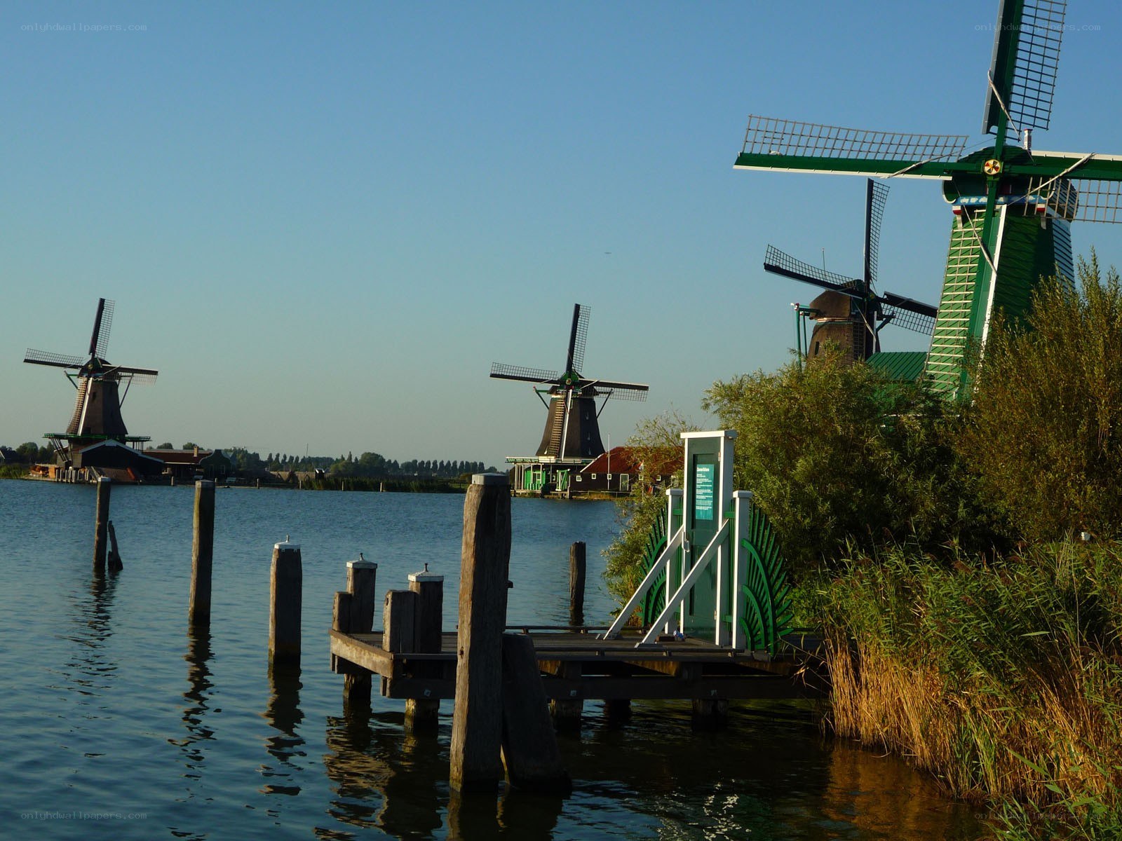 windmills by the water