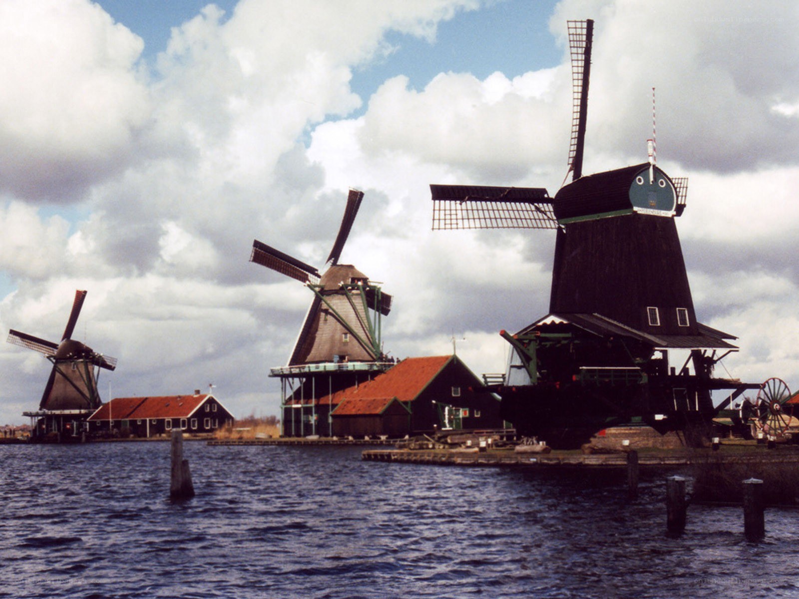 Windmills by the water