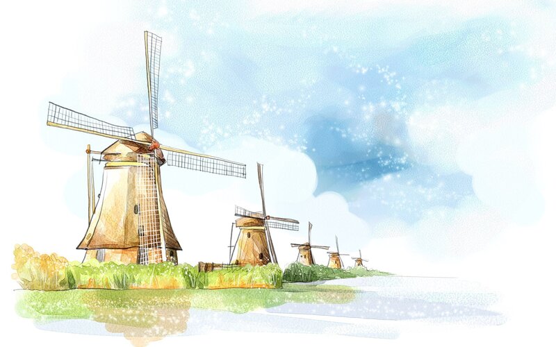 windmills in a field