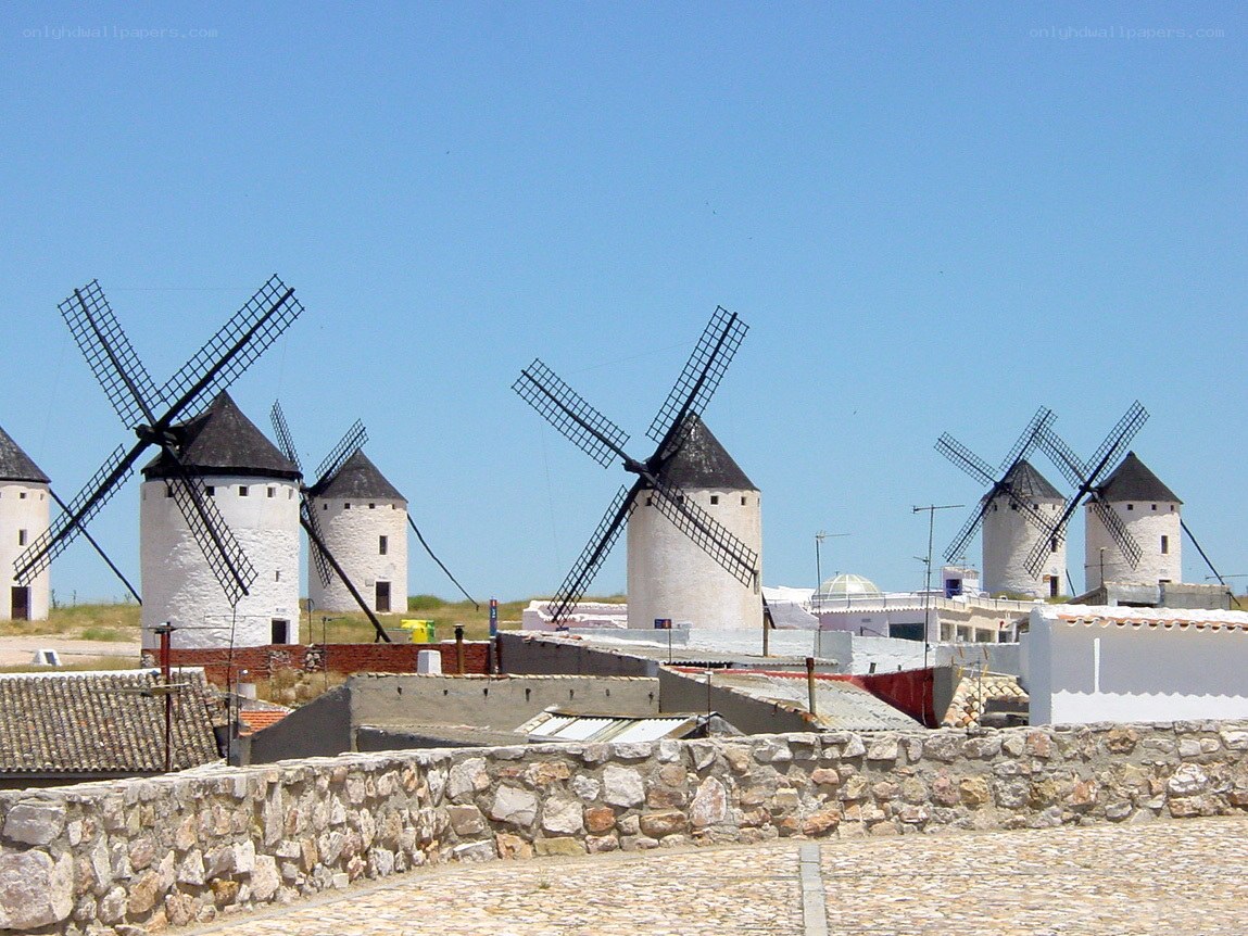 windmills in a village