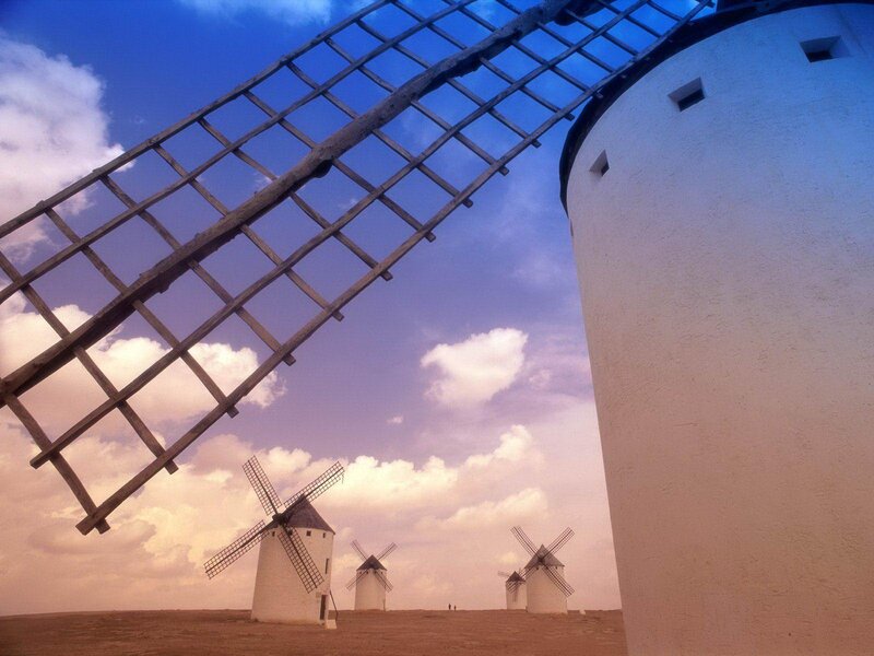 Windmills in Field