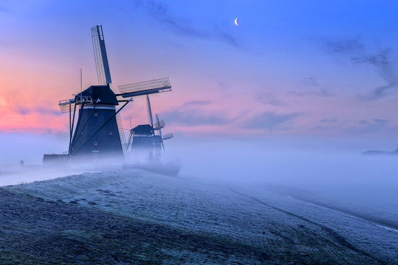 Windmills in Fog
