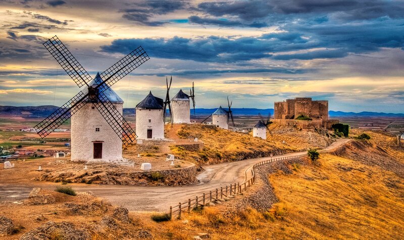 Windmills of Consuegra at sunset