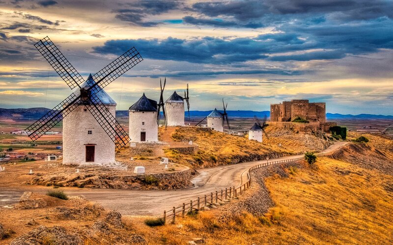 Windmills of Consuegra at sunset