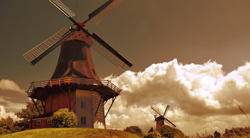 Windmills on a cloudy day