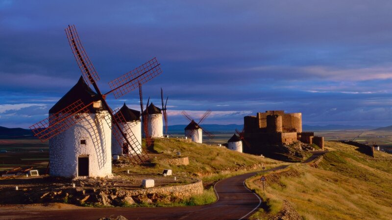 Windmills on a Hill — Blue, Dramatic
