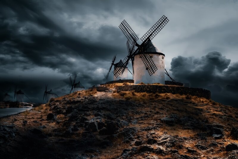 Windmills on a Hill — Gray
