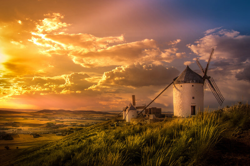 Windmills on a Hill — Orange, Dramatic