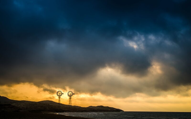 Windmills on Coastline
