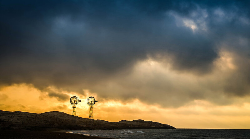 Windmills on Hillside — Yellow