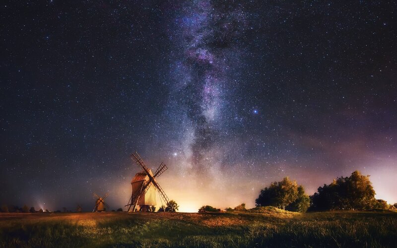 Windmills under Stars