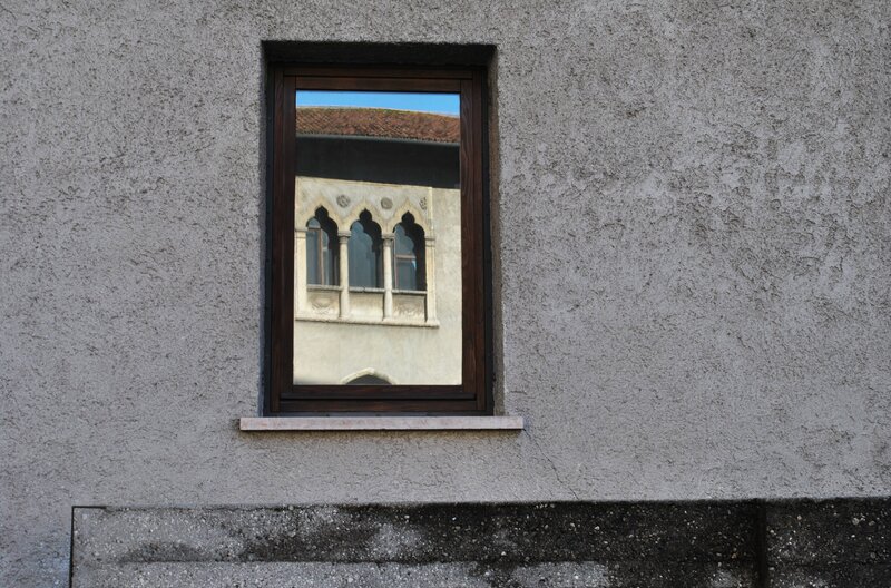 Window reflection of a building