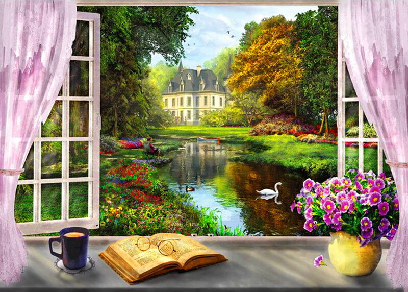 Window View of Garden — Green