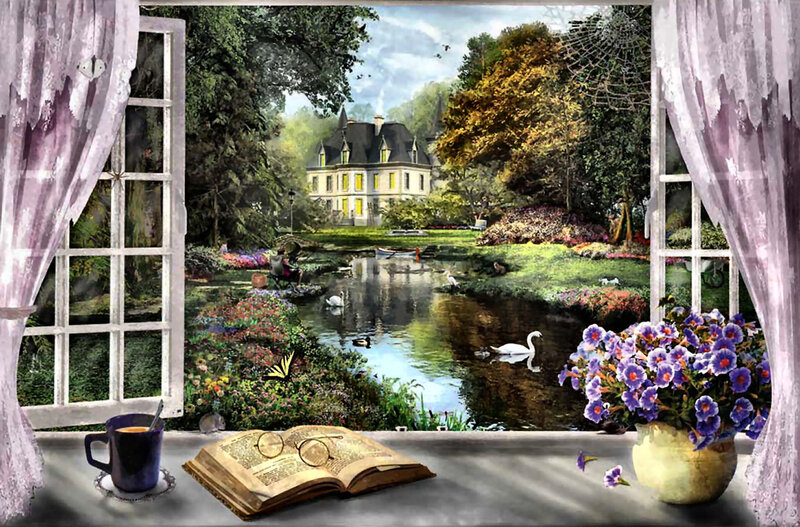 Window View of Garden — Purple, Serene