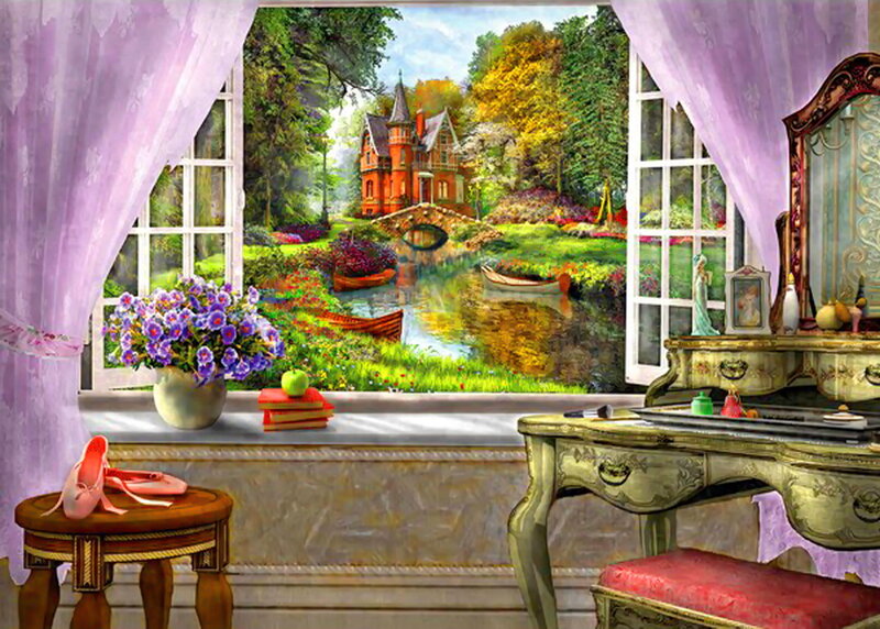 Window View of Garden — Purple