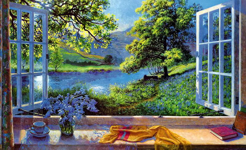 Window View of River Landscape